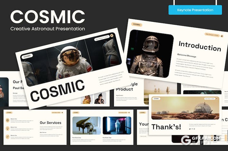 30页宇宙创意宇航员演示国外keynote模板 - 顶尖PPT