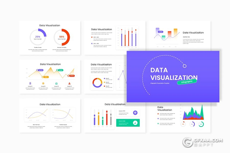 11页商业数据分析点线图折线图仪表板数据可视化图形图表PPT模板 - 顶尖PPT
