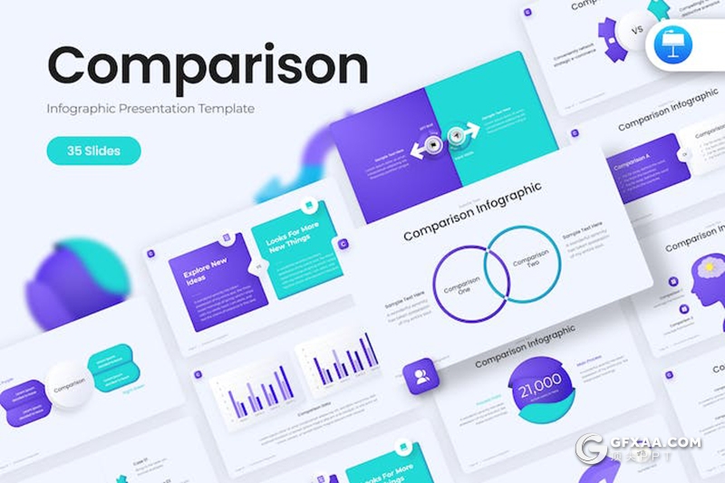 35页商业对比信息图图形图表国外keynote模板 - 顶尖PPT