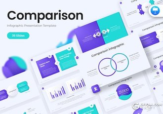 35页商业对比信息图图形图表国外keynote模板 - 顶尖PPT