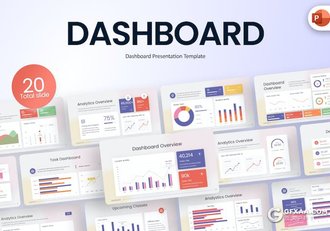 20页商业数据分析点线图折线图KPI仪表板信息图表PPT模板 - 顶尖PPT