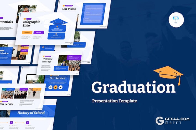 35页毕业典礼照片展示学生风采国外keynote模板 - 顶尖PPT
