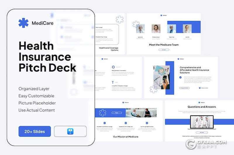 22页医疗医学保险健康保险项目推介国外keynote模板 - 顶尖PPT