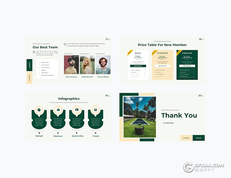 20页旅舍酒店度假村介绍展示国外keynote模板 - 顶尖PPT