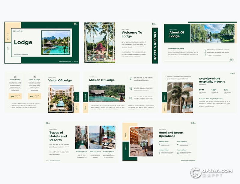 20页旅舍酒店度假村介绍展示国外keynote模板 - 顶尖PPT