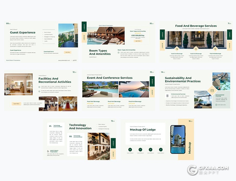 20页旅舍酒店度假村介绍展示国外keynote模板 - 顶尖PPT