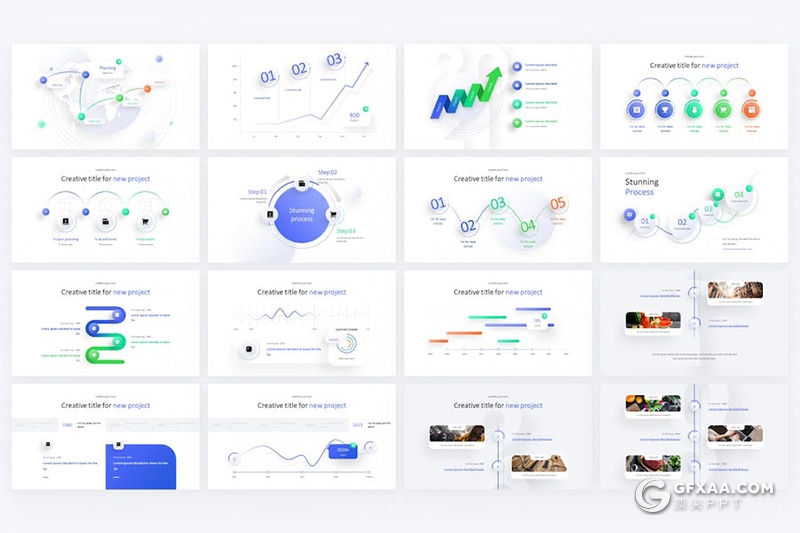 17页时间表步流程图图形图表PPT模板 - 顶尖PPT