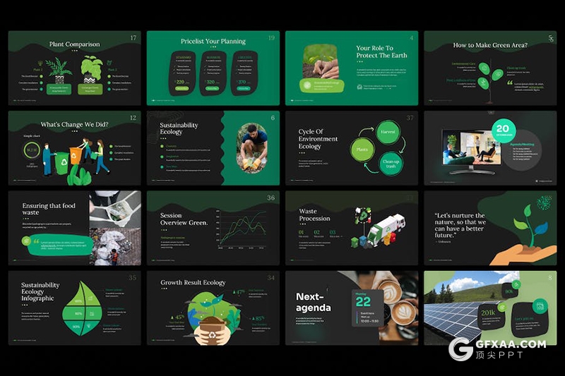 40页绿色环保爱护地球可持续性环境主题国外keynote模板 - 顶尖PPT