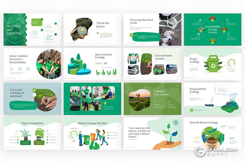 40页绿色环保爱护地球可持续性环境主题国外keynote模板 - 顶尖PPT