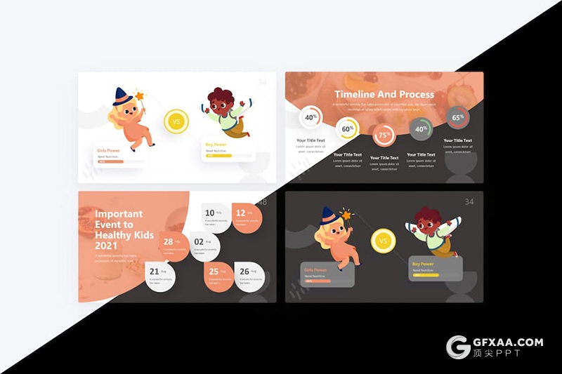 50页儿童健康食品介绍宣传国外PPT模板 - 顶尖PPT