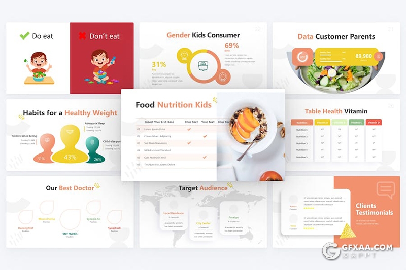 50页儿童健康食品介绍宣传国外PPT模板 - 顶尖PPT