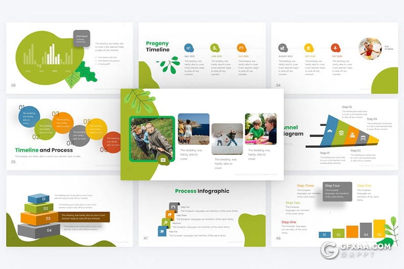 55页创意丰富多彩亲子户外运动教育主题国外keynote模板 - 顶尖PPT