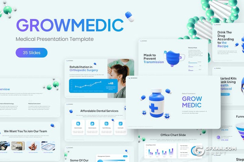35页医学医药医疗研究开发成果汇报国外PPT模板 - 顶尖PPT