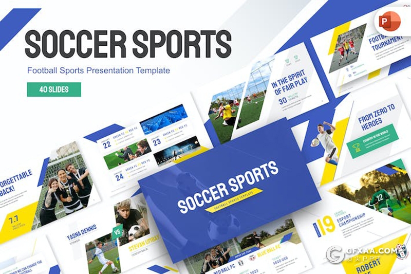 40页大气足球体育运动比赛介绍国外PPT模板 - 顶尖PPT