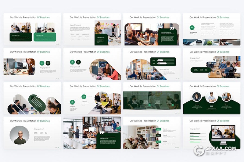 50页绿色创意企业合作业务介绍商业计划多用途国外PPT模板 - 顶尖PPT