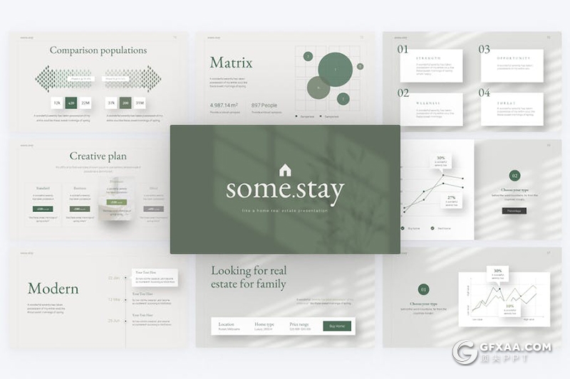 84页房地产介绍营销寄宿家庭展示宣传国外PPT模板 - 顶尖PPT