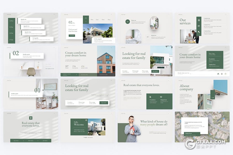 84页房地产介绍营销寄宿家庭展示宣传国外PPT模板 - 顶尖PPT