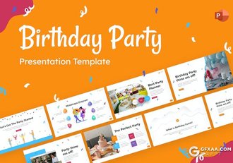 80页橙色创意生日派对国外PPT模板 - 顶尖PPT