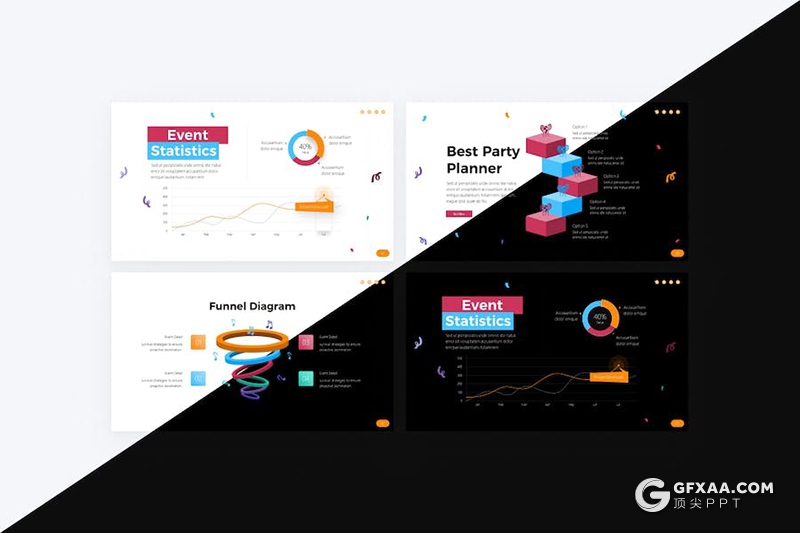 80页橙色创意生日派对国外PPT模板 - 顶尖PPT