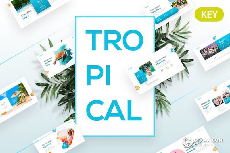 简约大气热带旅游摄影主题国外keynote模板11种配色 - 顶尖PPT