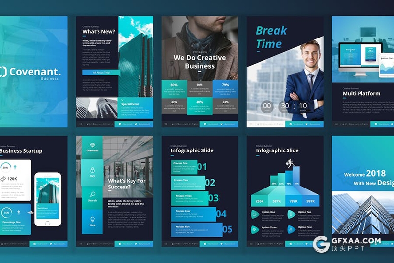 75页企业宣传业务合作商业计划多用途国外PPT模板11种配色A4尺寸 - 顶尖PPT