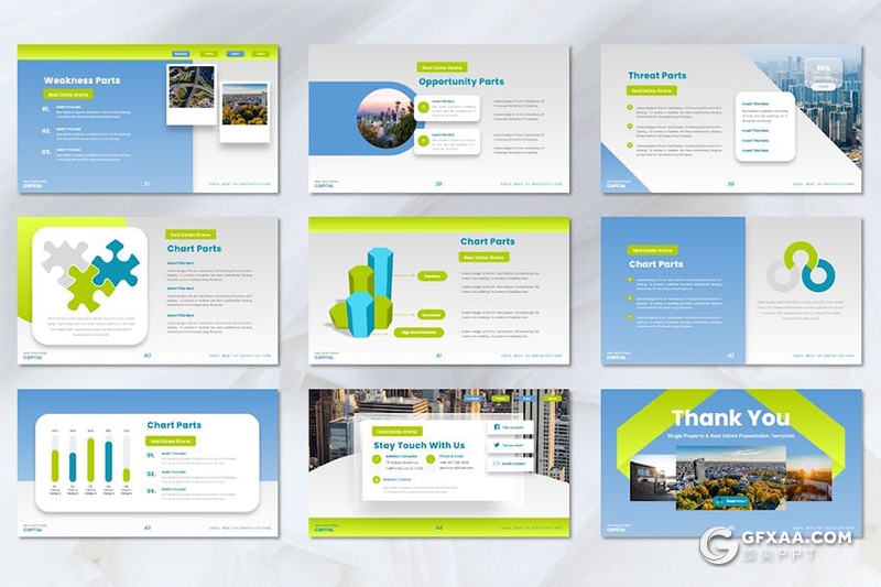 45页房地产公司酒店度假村介绍展示国外PPT模板 - 顶尖PPT