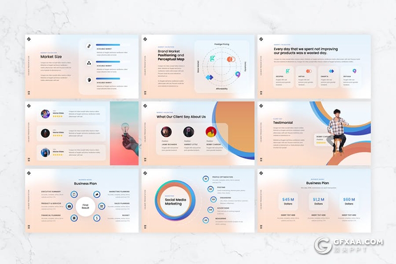 36页虚化模糊背景欧美科技企业合作商业计划商务通用国外PPT模板 - 顶尖PPT