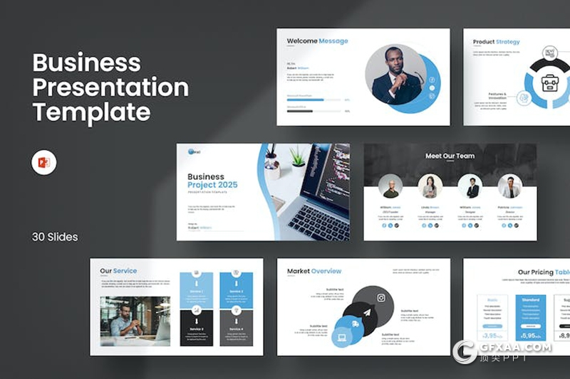 30页商业项目合作业务推广展示年计划总结国外PPT模板 - 顶尖PPT