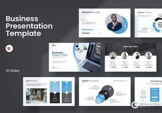 30页商业项目合作业务推广展示年计划总结国外PPT模板 - 顶尖PPT