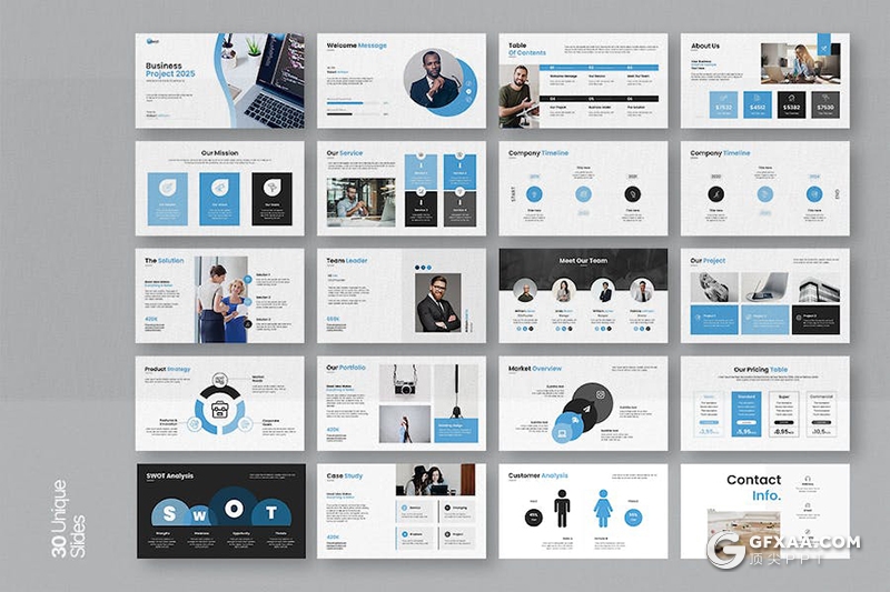 30页商业项目合作业务推广展示年计划总结国外PPT模板 - 顶尖PPT