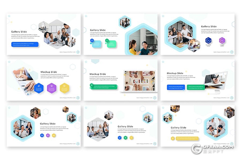 42页创意六角形排版业务合作商业计划商务通用国外PPT模板 - 顶尖PPT