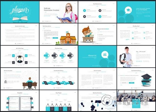 5种配色教育教学培训课件PPT模板 - 顶尖PPT