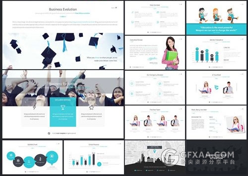 5种配色教育教学培训课件PPT模板 - 顶尖PPT