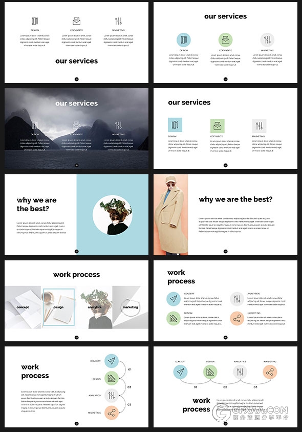 100页极简大气欧美杂志摄影展示keynote模板 - 顶尖PPT