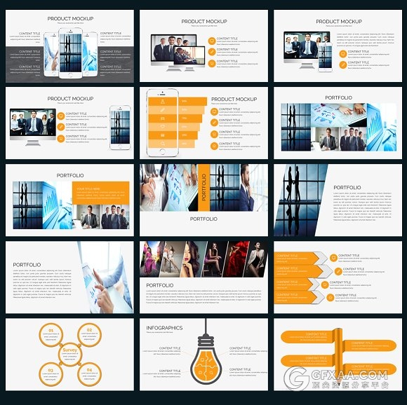 90页橙黄色企业商务报告总结PPT模板 - 顶尖PPT