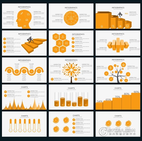 90页橙黄色企业商务报告总结PPT模板 - 顶尖PPT