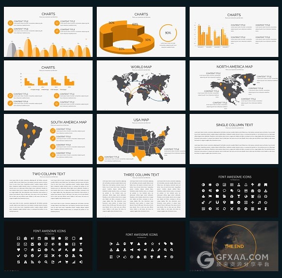 90页橙黄色企业商务报告总结PPT模板 - 顶尖PPT