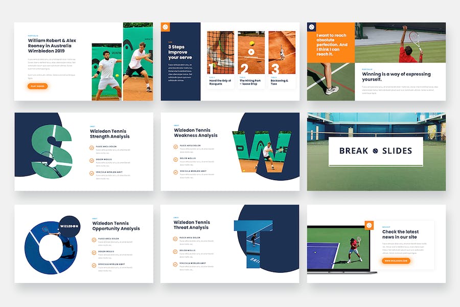 网球体育赛事活动宣传展示PPT模板 - 顶尖PPT
