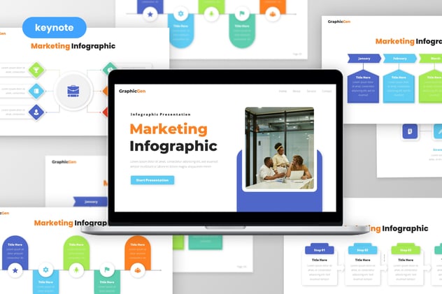 彩色流程图形keynote模板 - 顶尖PPT