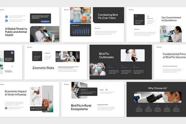 简洁风格流感病毒防控措施keynote模板 - 顶尖PPT