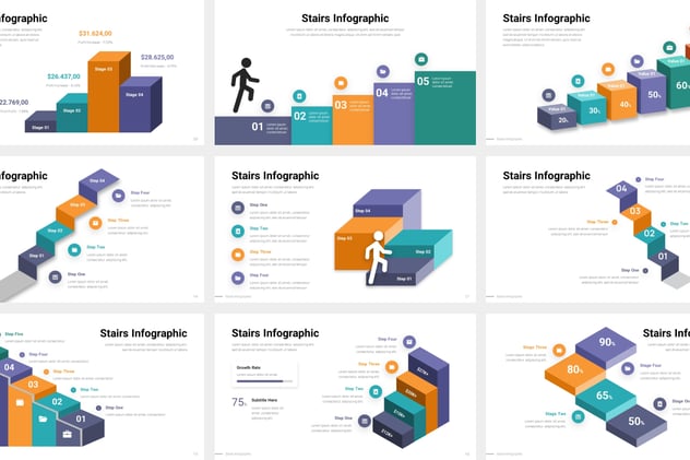 台阶流程图信息图形Keynote模板 - 顶尖PPT