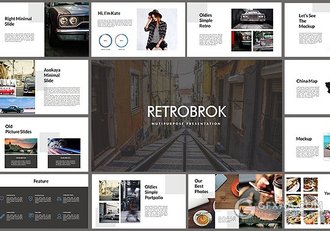 55简约时尚模特摄影展示杂志风格PPT模板 - 顶尖PPT