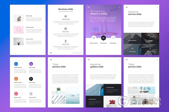 90页A4规格精美渐变色风格PPT模板 - 顶尖PPT