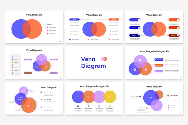 维恩图数据对比展示Keynote模板 - 顶尖PPT