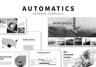 黑白简约摄影图片模特展示keynote模板 - 顶尖PPT