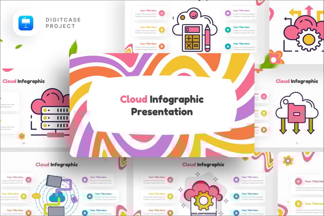 云数据云服务信息图形keynote模板 - 顶尖PPT