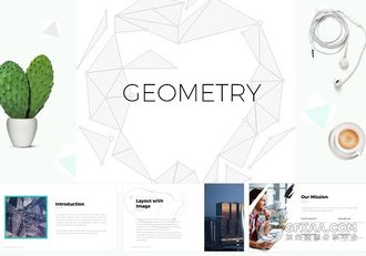 55页简约多边形文艺风格PPT模板 - 顶尖PPT