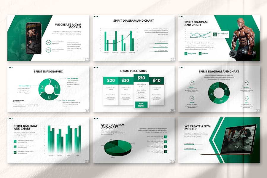 健身行业精神主题健身房展示PPT模板 - 顶尖PPT