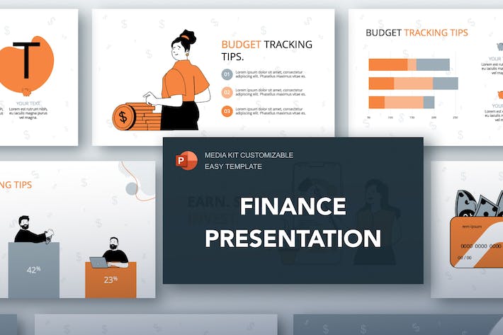 卡通人物插画金融理财主题PPT图解 - 顶尖PPT