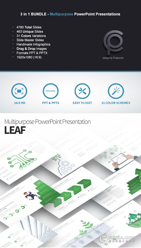 3套高端商务精美配色多图形图标PPT模板合集 - 顶尖PPT